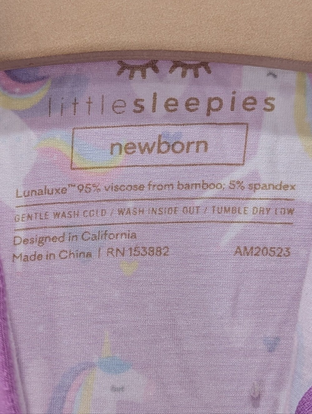 Little Sleepies Baby Zippy Pajamas Sienna's Unicorns Rainbow Purple Girl Newborn - Picture 5 of 7